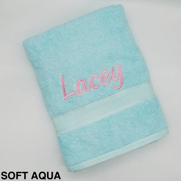 Personalised Bath Towel Soft Aqua