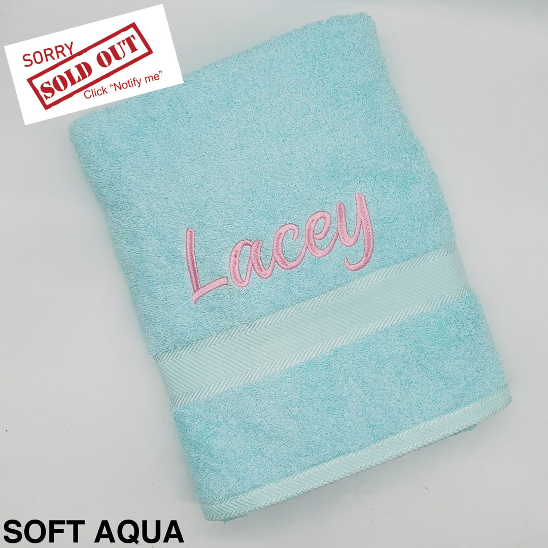 Personalised Bath Towel Soft Aqua