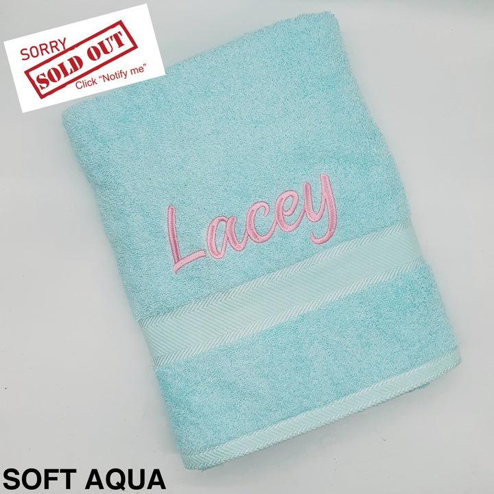 Personalised Bath Towel Soft Aqua