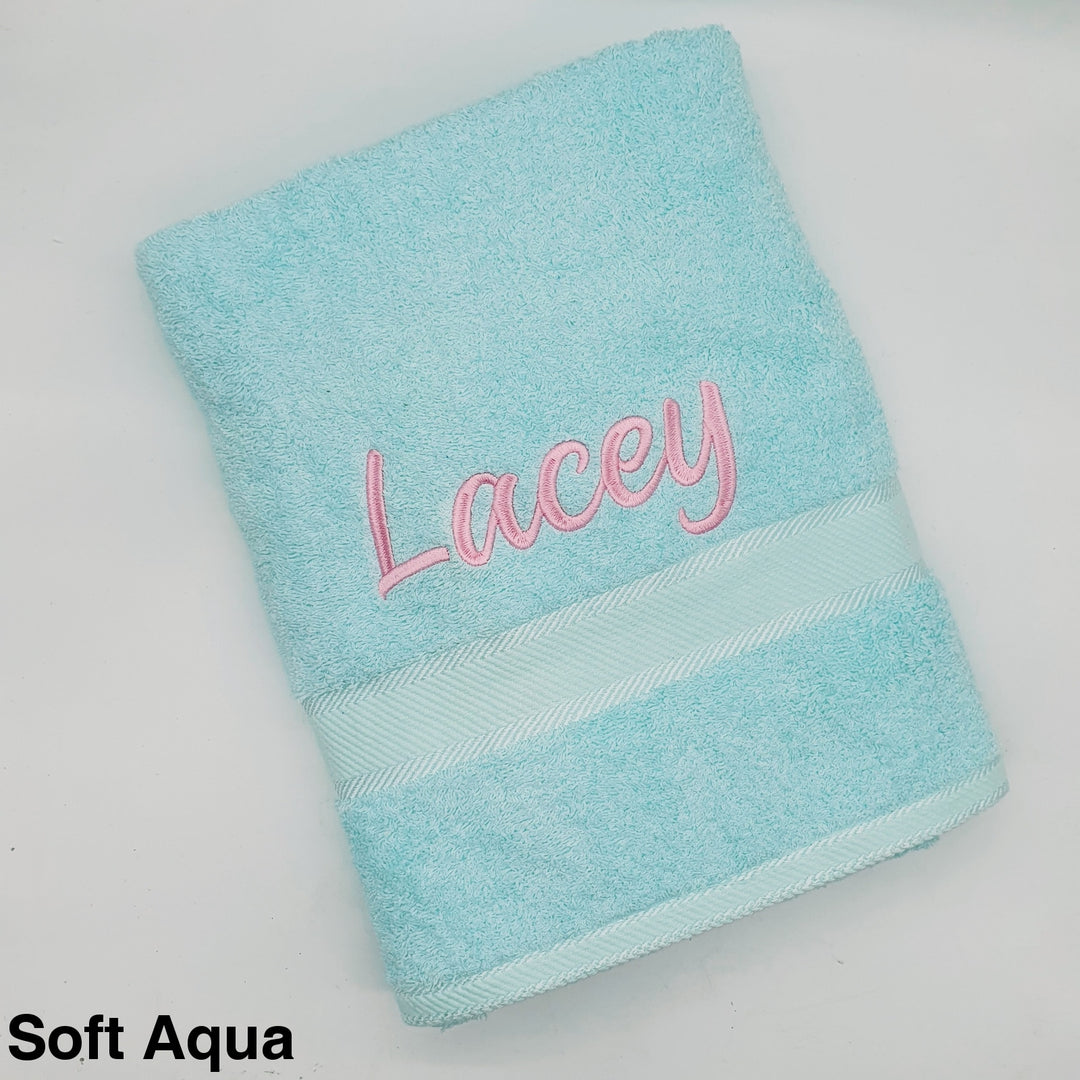 Personalised Bath Towel Soft Aqua