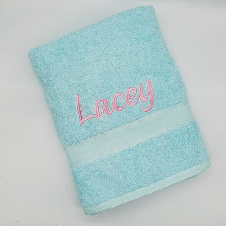 Personalised Bath Towel Soft Aqua