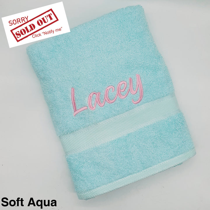 Personalised Bath Towel Soft Aqua