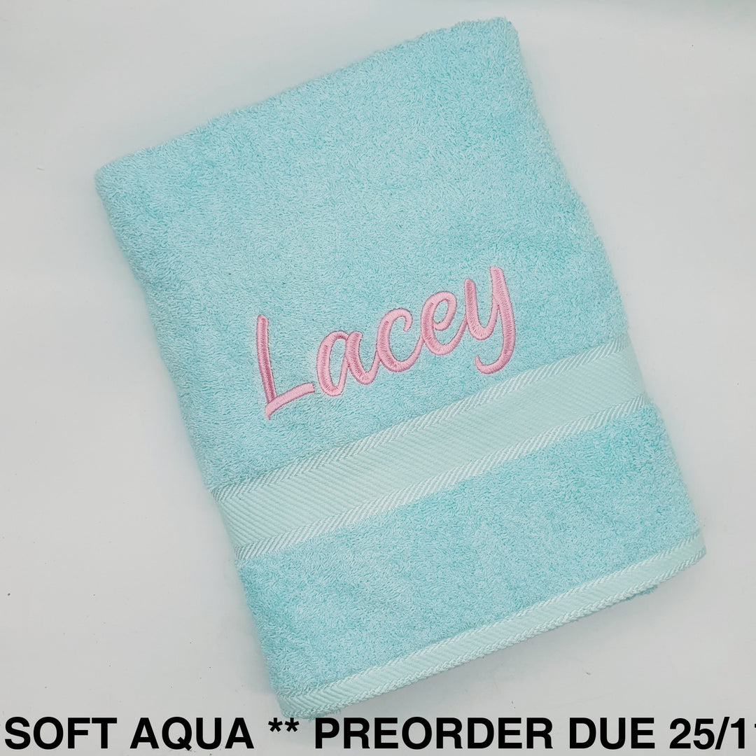 Personalised Bath Towel Soft Aqua