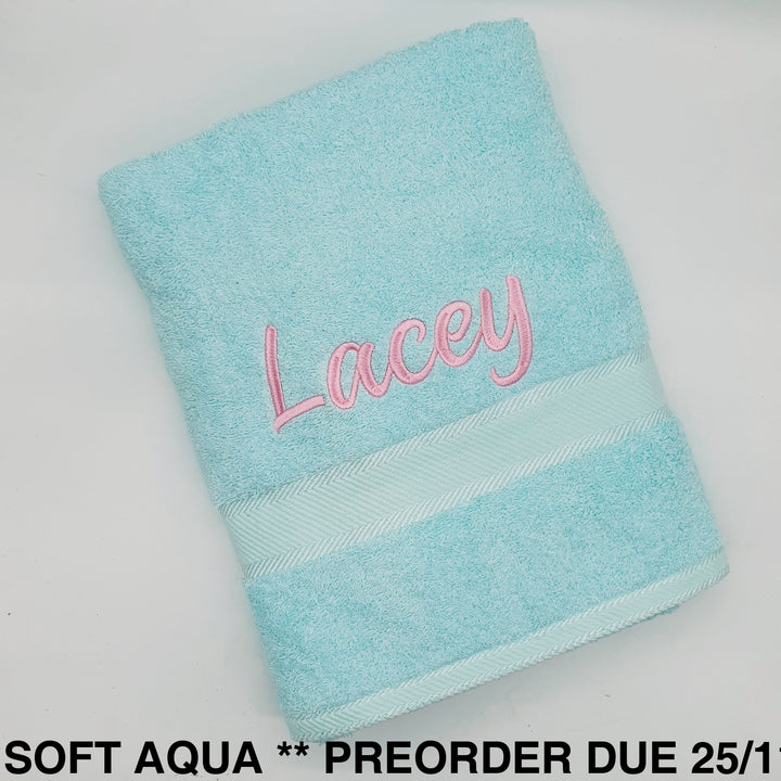 Personalised Bath Towel Soft Aqua