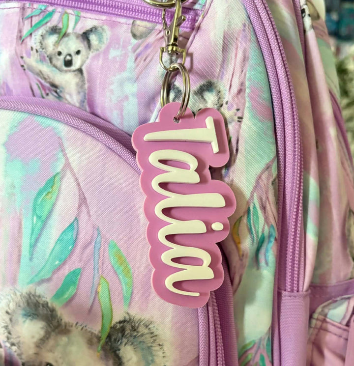 Personalised Layered Acrylic Name Bag Tag Keyring