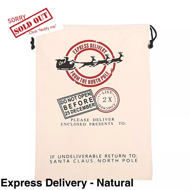 Personalised Santa Sack Express Delivery - Natural