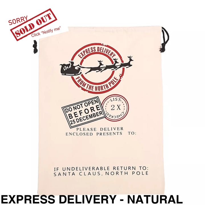Personalised Santa Sack Express Delivery - Natural