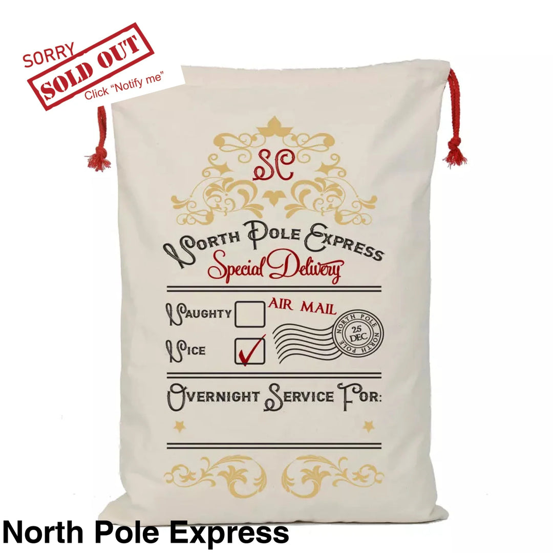 Personalised Santa Sack North Pole Express
