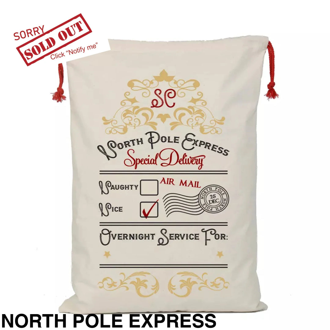 Personalised Santa Sack North Pole Express