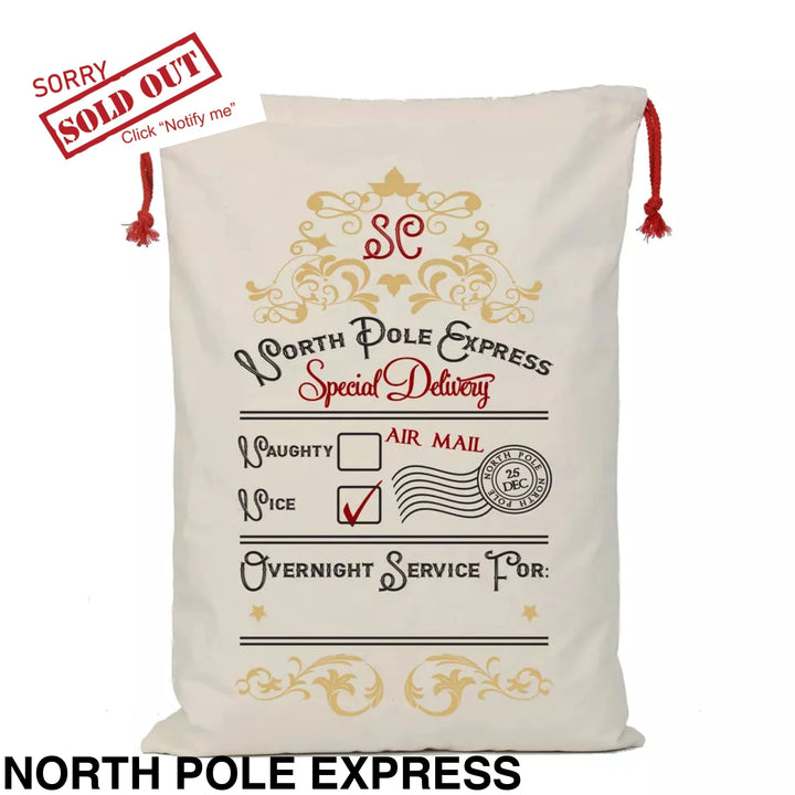 Personalised Santa Sack North Pole Express