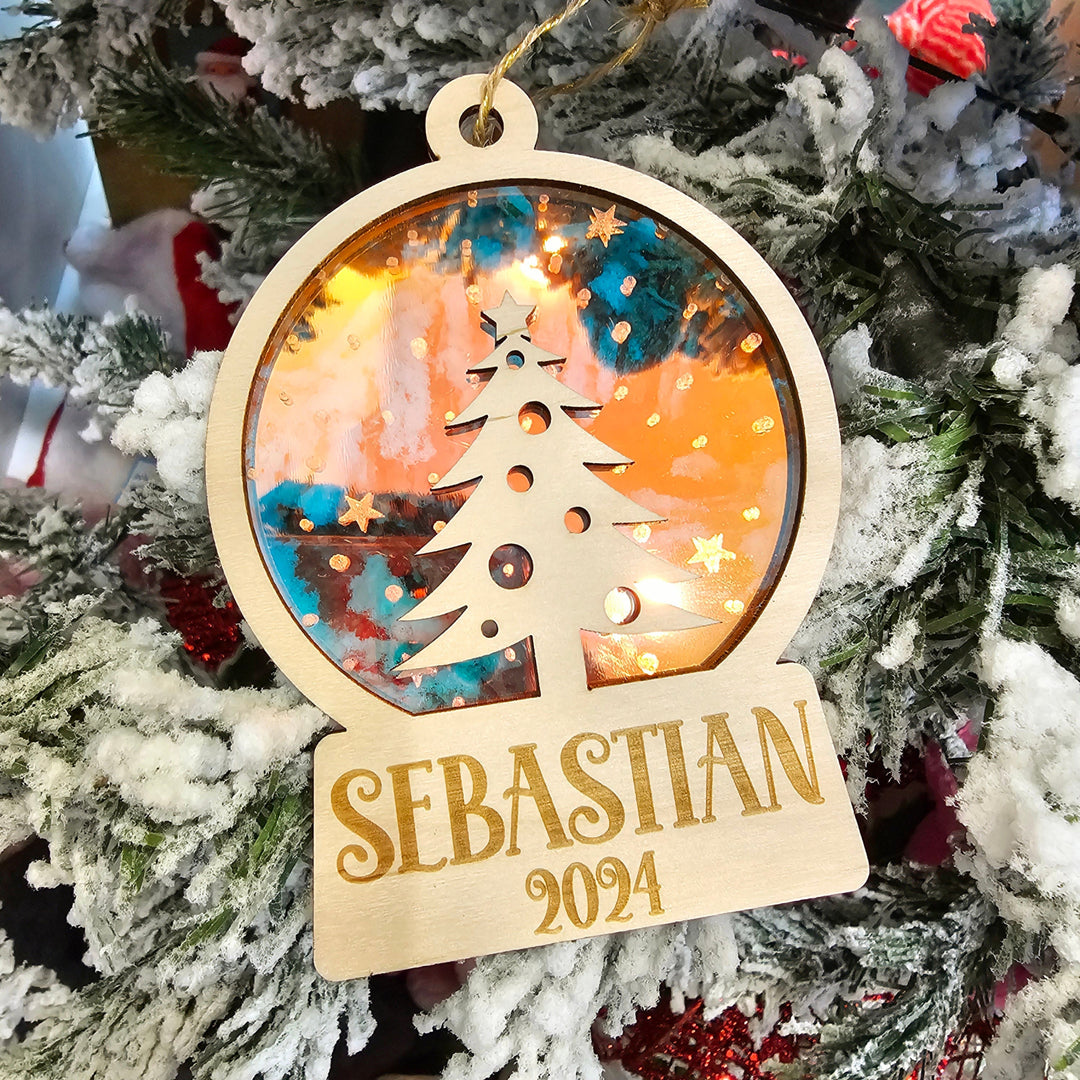 Personalised Snow Globe Christmas Tree Ornament