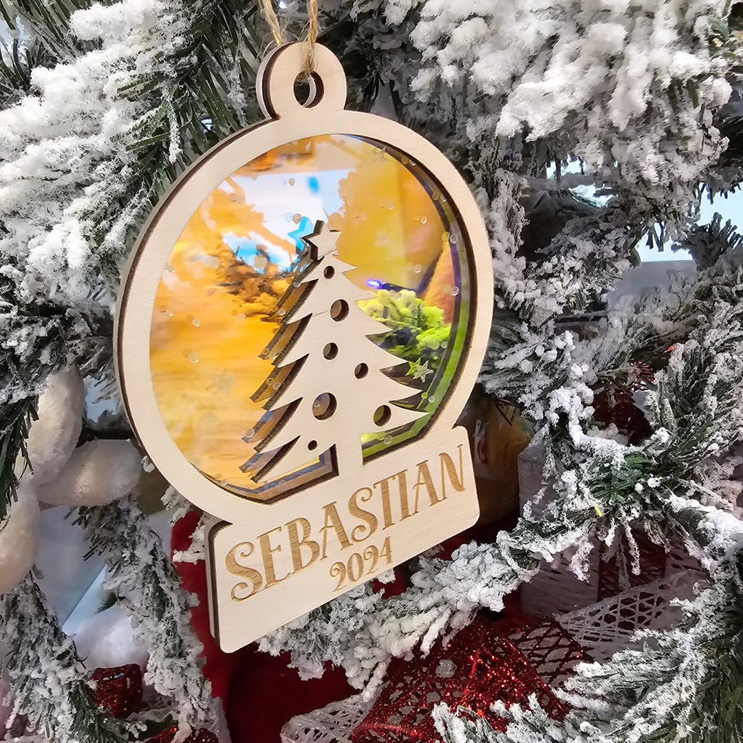 Personalised Snow Globe Christmas Tree Ornament