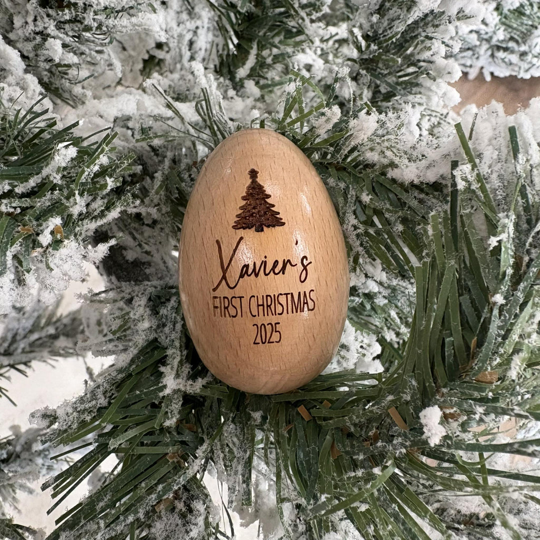 Personalised Wooden Christmas Egg Shaker