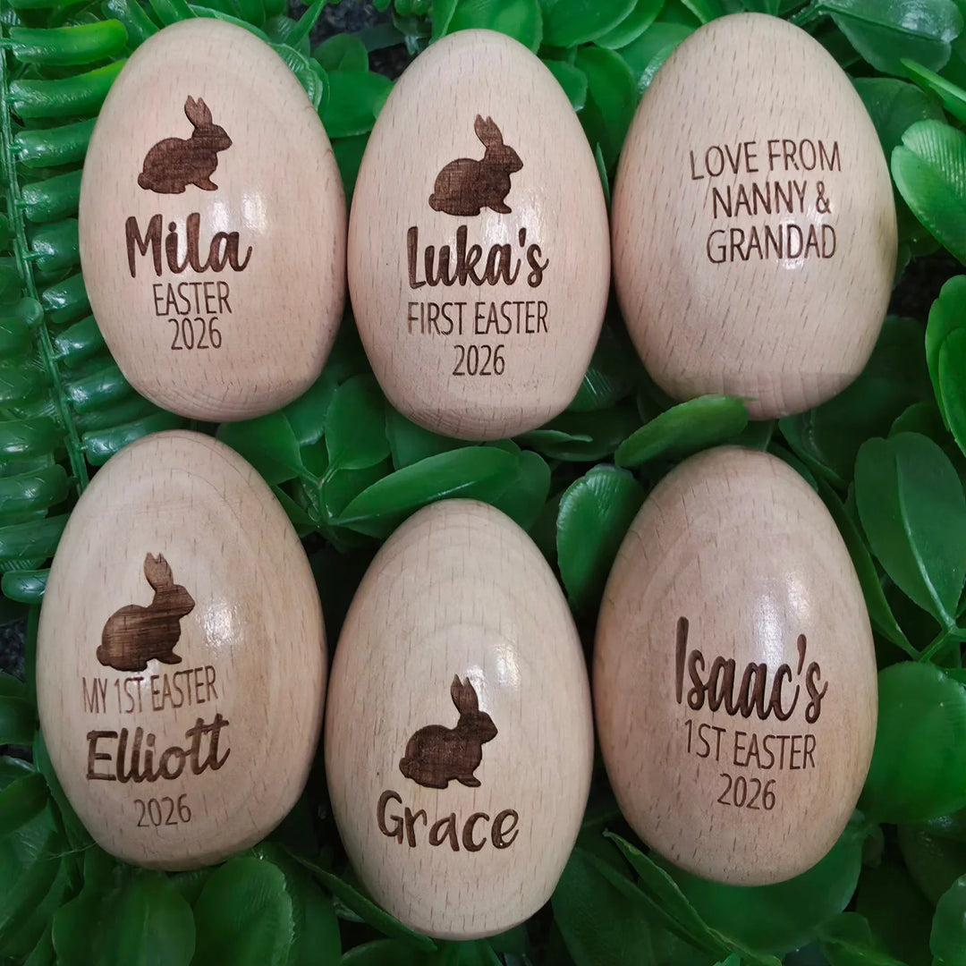 Personalised Wooden Easter Egg Shaker