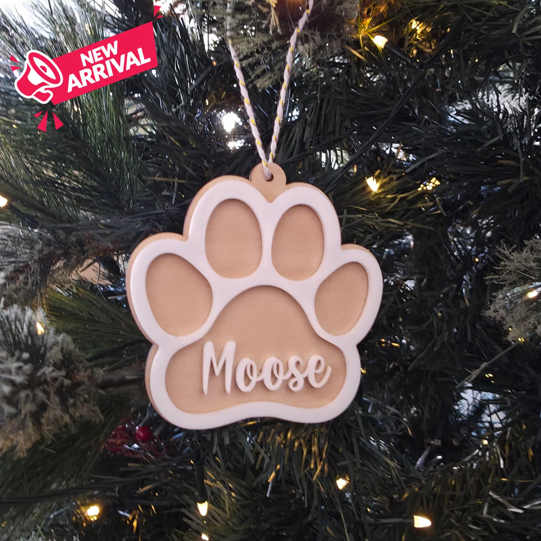 Personalised Wooden Paw Print Ornament