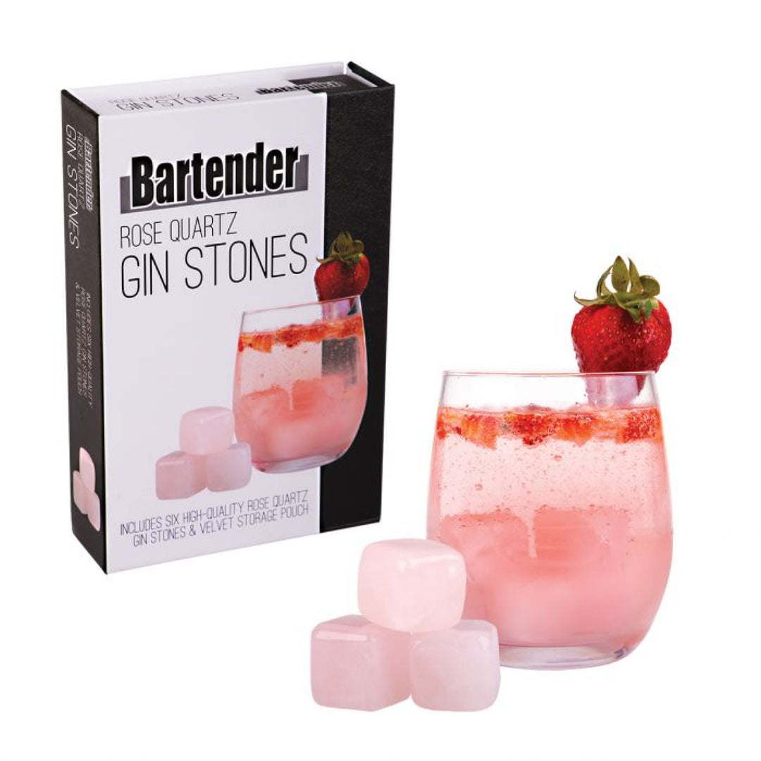 Rose Quartz Gin Stones Set 6 W/ Bag