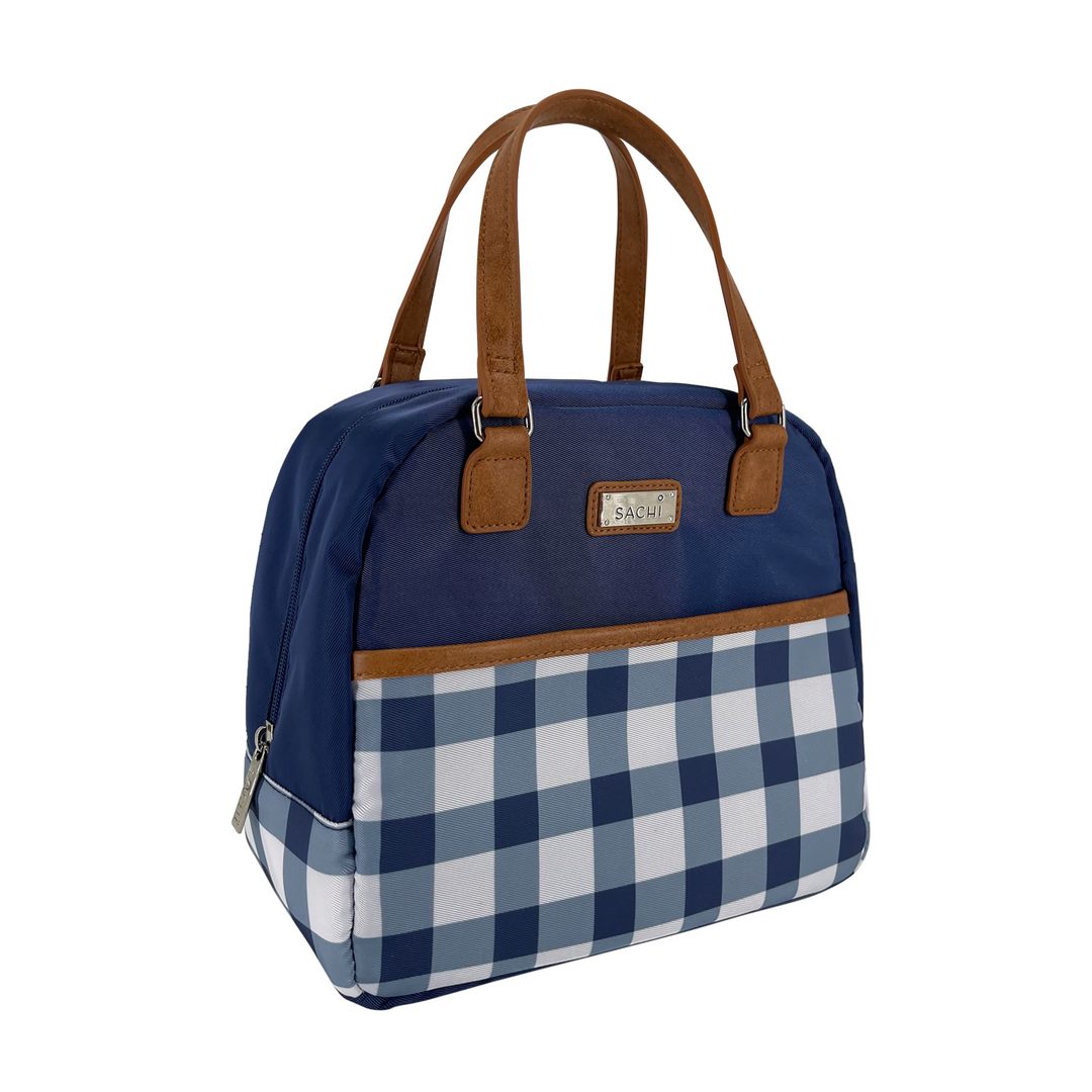 Sachi Insulated Cali Lunch Bag Indigo Gingham