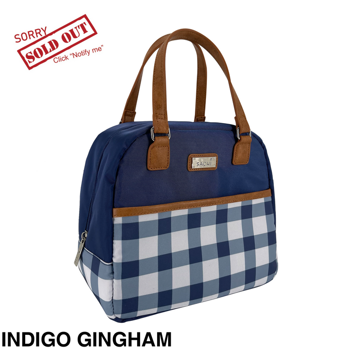 Sachi Insulated Cali Lunch Bag Indigo Gingham