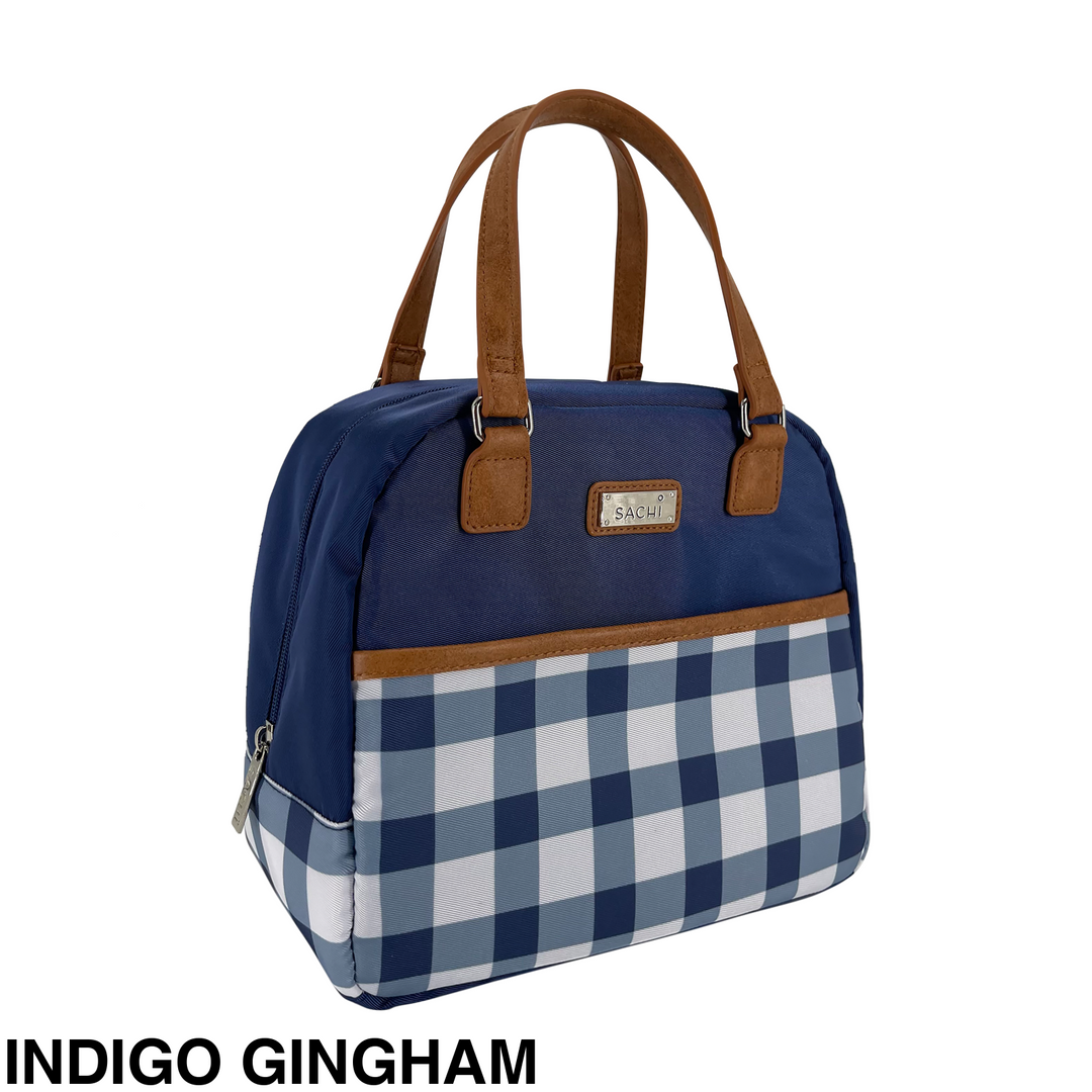 Sachi Insulated Cali Lunch Bag Indigo Gingham