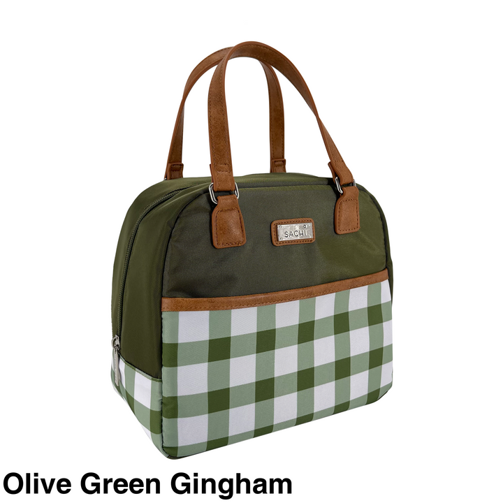 Sachi Insulated Cali Lunch Bag Olive Green Gingham