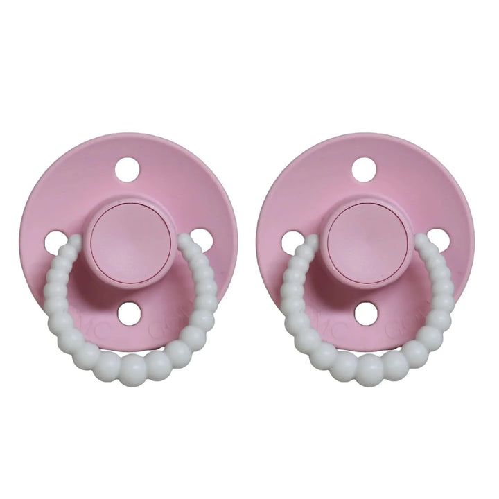 Size 1 Cmc Bubble Dummies - Twin Pack Air Filled Teat Baby Pink (Glow In The Dark Handle)