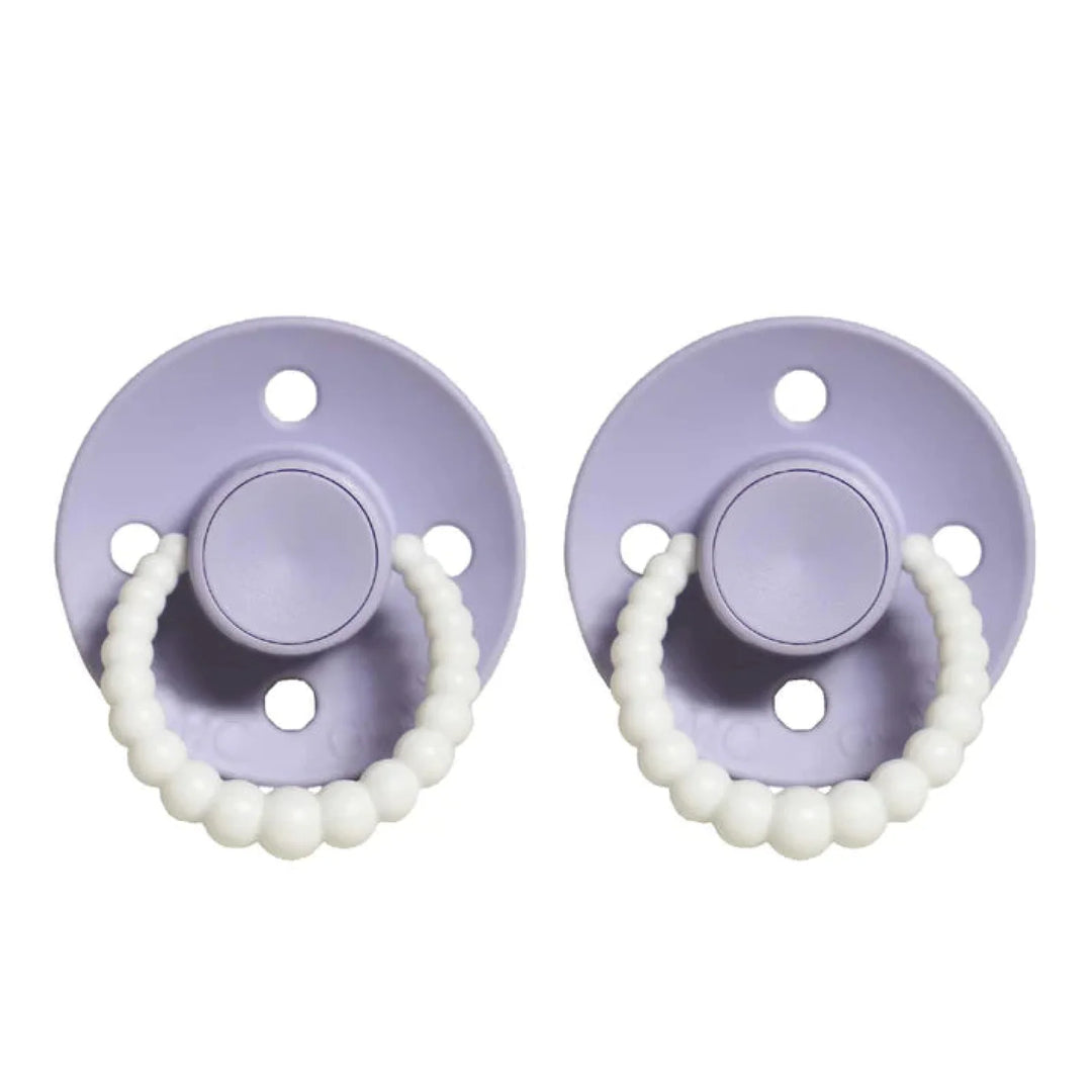 Size 1 Cmc Bubble Dummies - Twin Pack Air Filled Teat Misty Lilac (Glow In The Dark Handle)