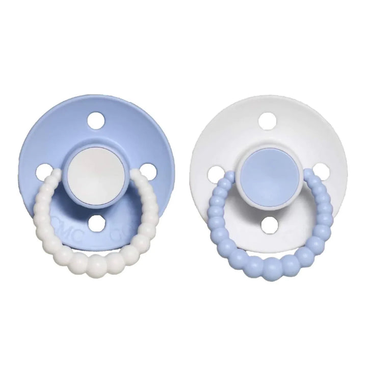 Size 1 Cmc Bubble Dummies - Twin Pack Air Filled Teat Sky Blue + Powder