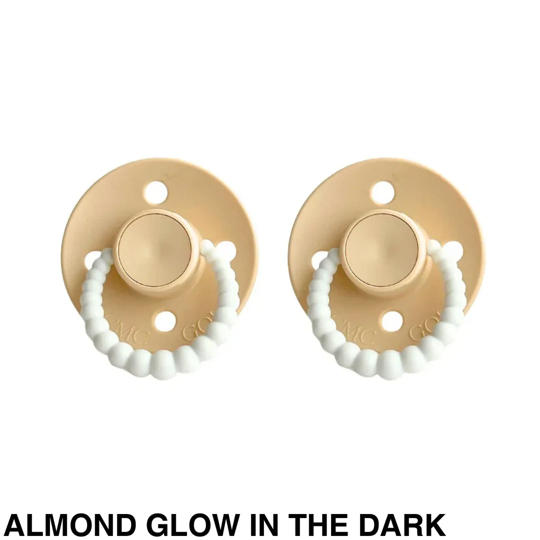 SIZE 1 CMC Bubble Dummies - Twin Pack - AIR FILLED TEAT Almond Glow in the Dark