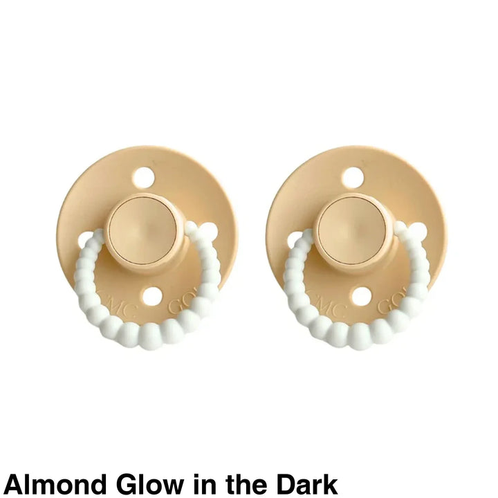 SIZE 1 CMC Bubble Dummies - Twin Pack - AIR FILLED TEAT Almond Glow in the Dark