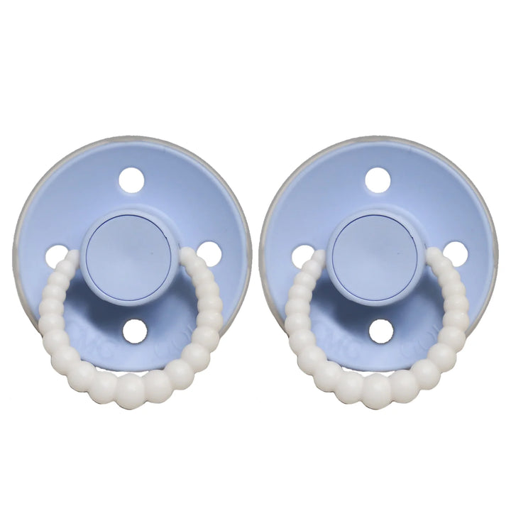 Size 1 Cmc Bubble Dummies - Twin Pack Air Filled Teat Baby Blue (Glow In The Dark Handle)