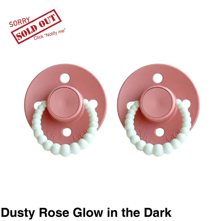 SIZE 1 CMC Bubble Dummies - Twin Pack - AIR FILLED TEAT Dusty Rose Glow in the Dark