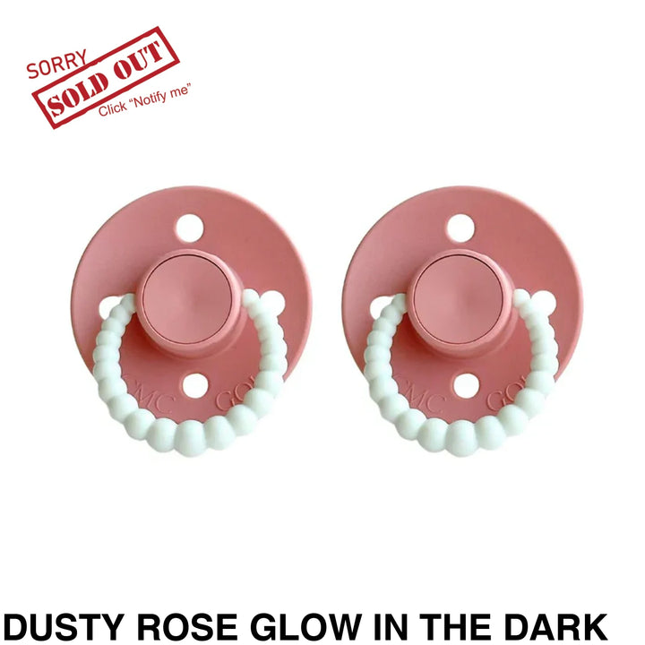 SIZE 1 CMC Bubble Dummies - Twin Pack - AIR FILLED TEAT Dusty Rose Glow in the Dark