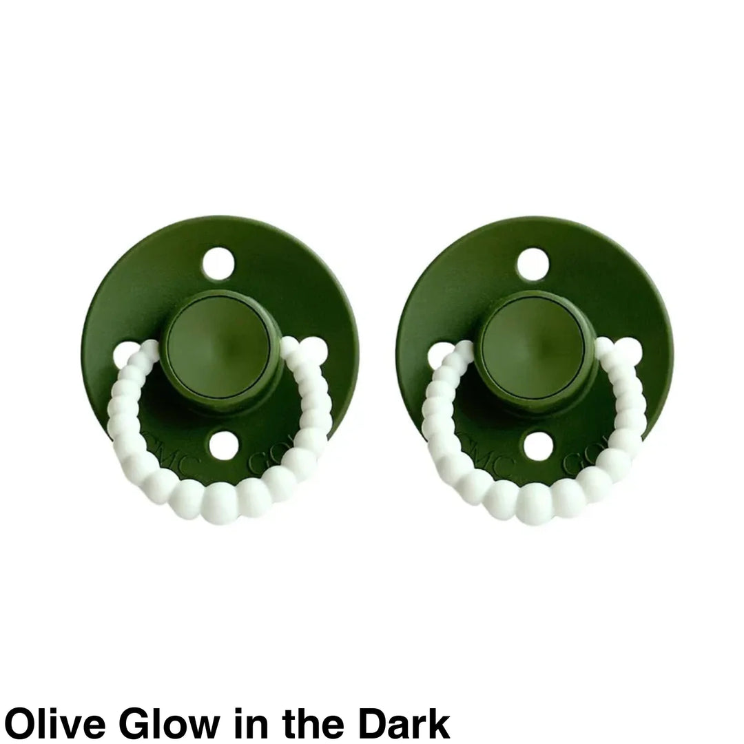 SIZE 1 CMC Bubble Dummies - Twin Pack - AIR FILLED TEAT Olive Glow in the Dark