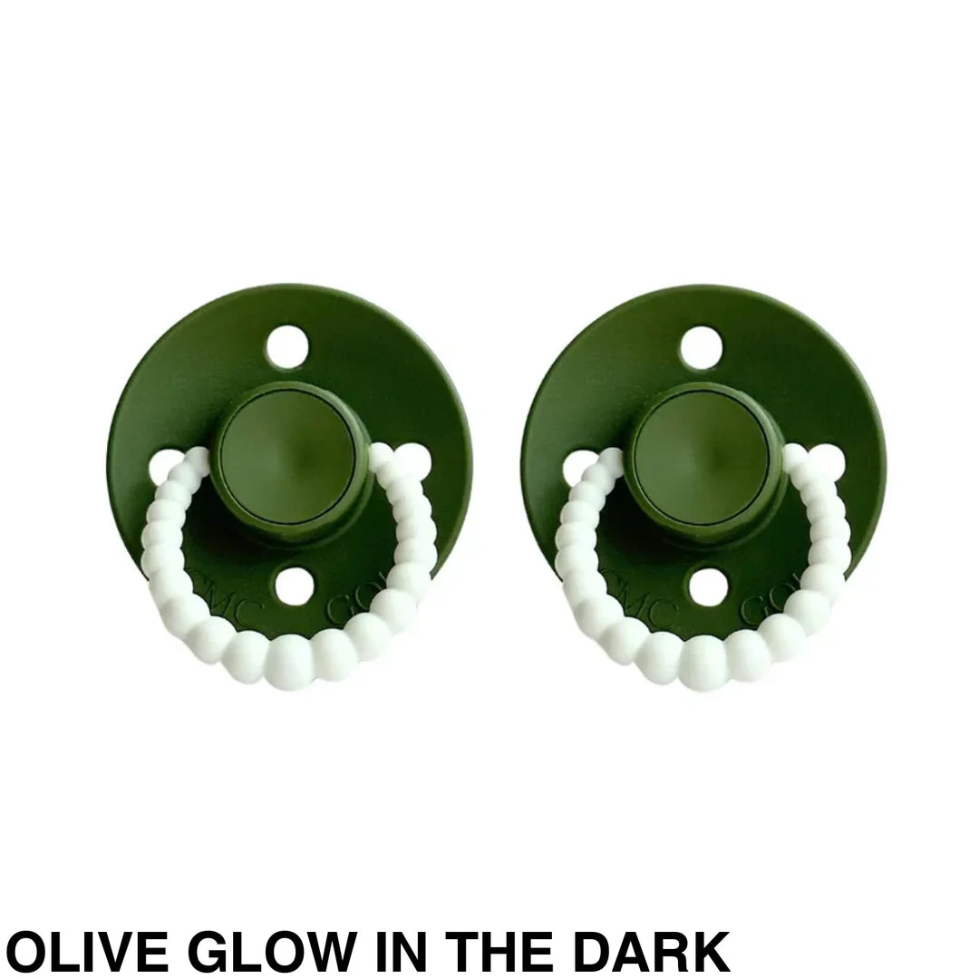 SIZE 1 CMC Bubble Dummies - Twin Pack - AIR FILLED TEAT Olive Glow in the Dark