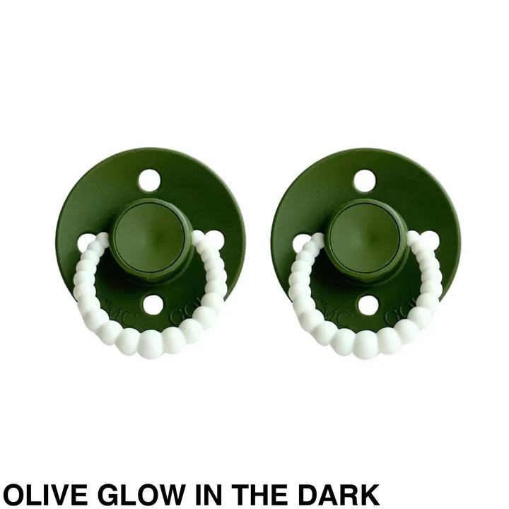 SIZE 1 CMC Bubble Dummies - Twin Pack - AIR FILLED TEAT Olive Glow in the Dark