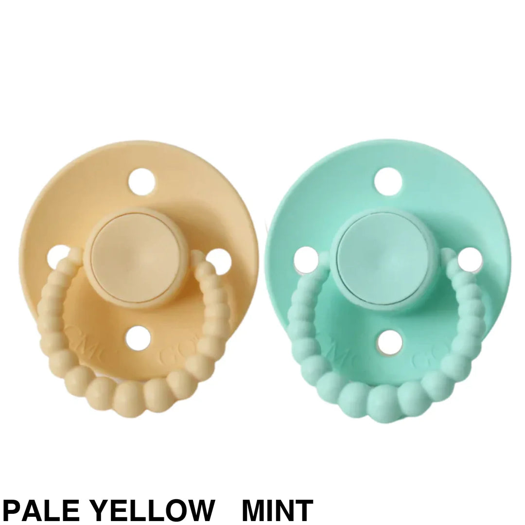 Size 1 Cmc Bubble Dummies - Twin Pack Air Filled Teat Pale Yellow + Mint