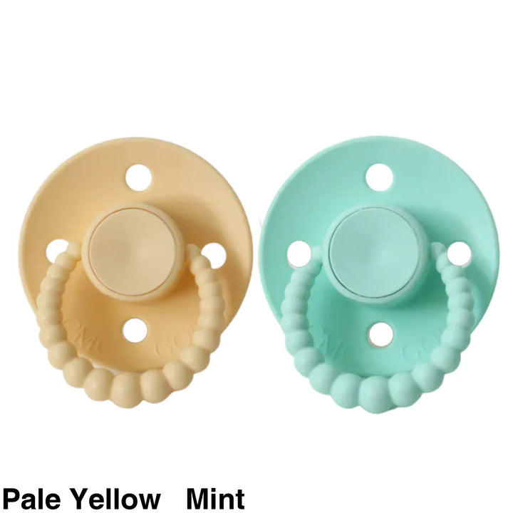 Size 1 Cmc Bubble Dummies - Twin Pack Air Filled Teat Pale Yellow + Mint