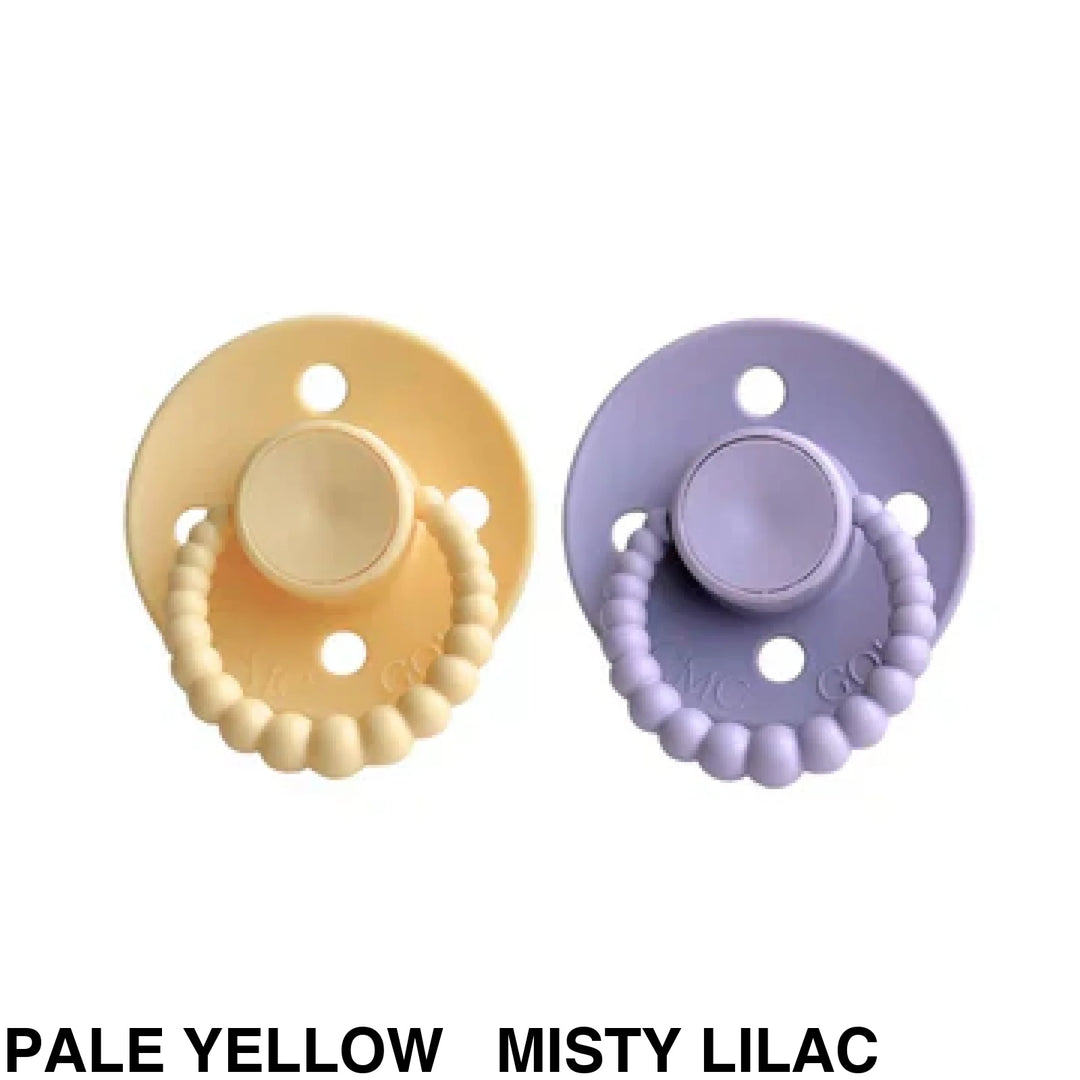 SIZE 1 CMC Bubble Dummies - Twin Pack - AIR FILLED TEAT Pale Yellow + Misty Lilac