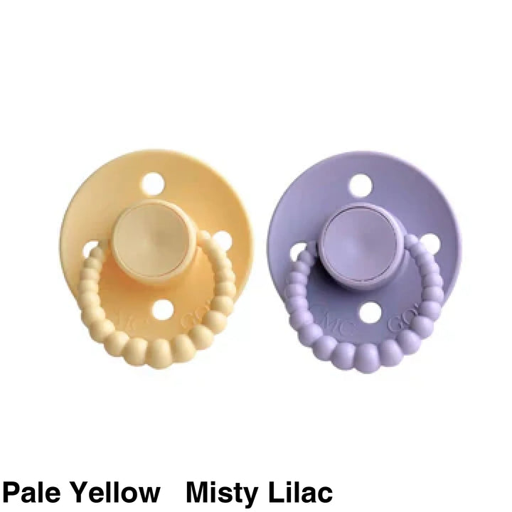 SIZE 1 CMC Bubble Dummies - Twin Pack - AIR FILLED TEAT Pale Yellow + Misty Lilac