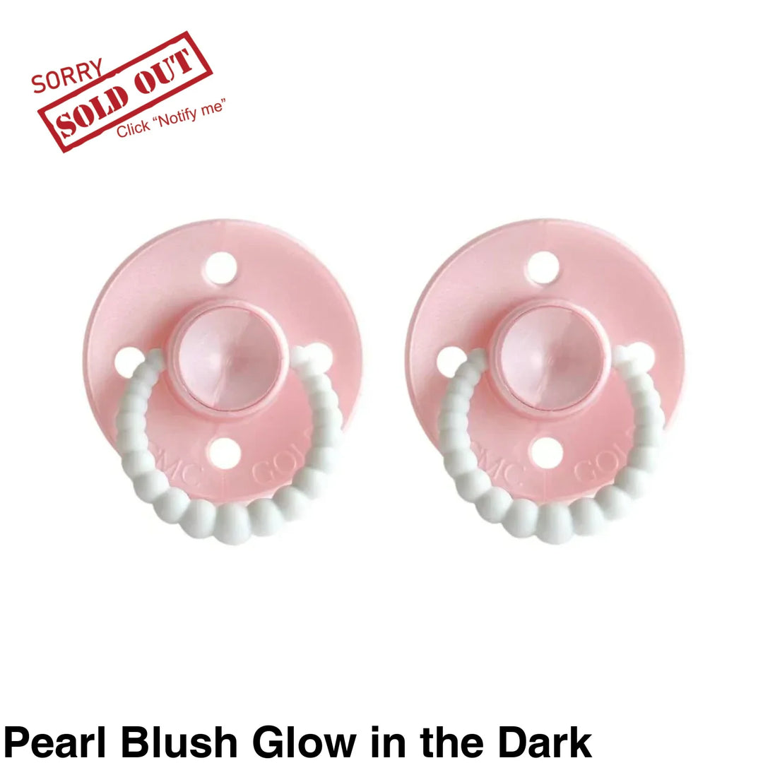 SIZE 1 CMC Bubble Dummies - Twin Pack - AIR FILLED TEAT Pearl Blush Glow in the Dark