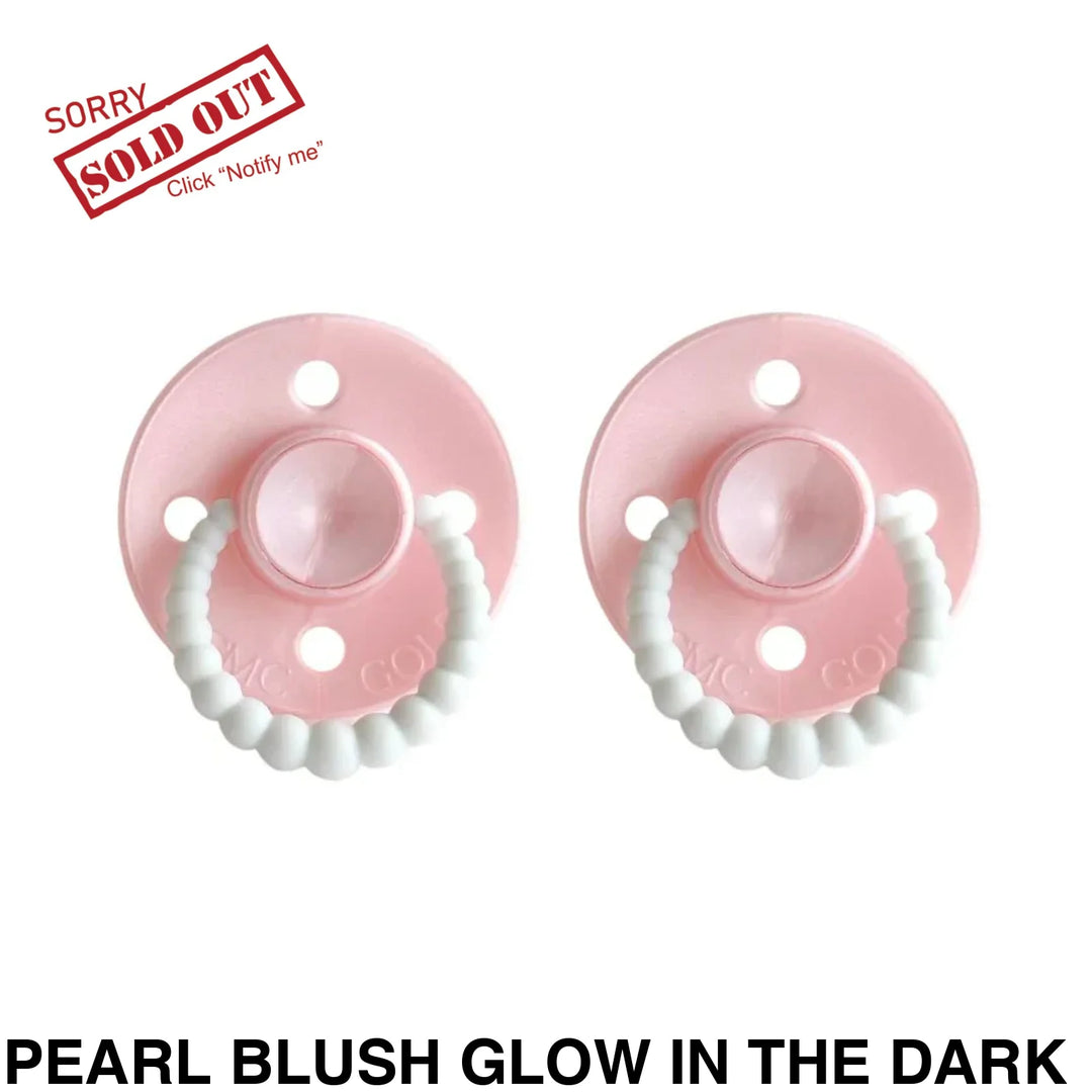 SIZE 1 CMC Bubble Dummies - Twin Pack - AIR FILLED TEAT Pearl Blush Glow in the Dark