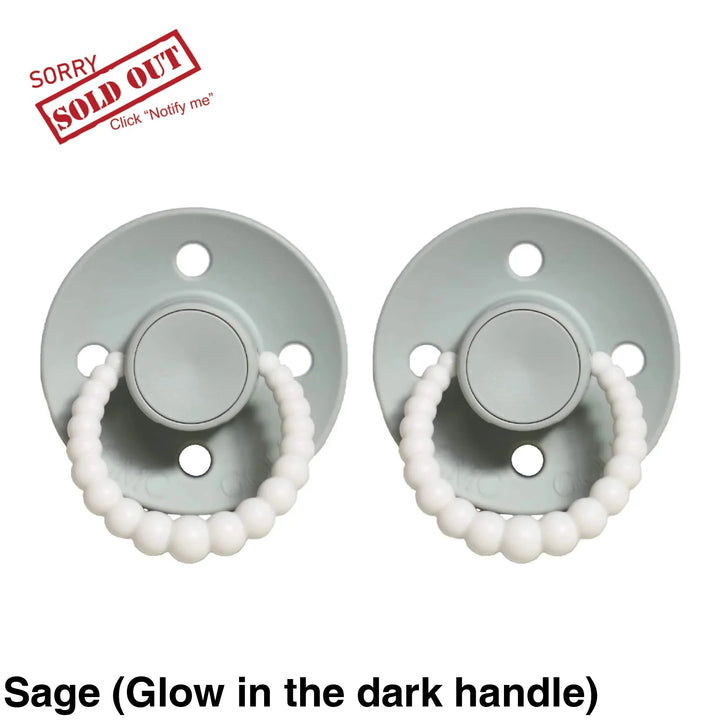 Size 1 Cmc Bubble Dummies - Twin Pack Air Filled Teat Sage (Glow In The Dark Handle)