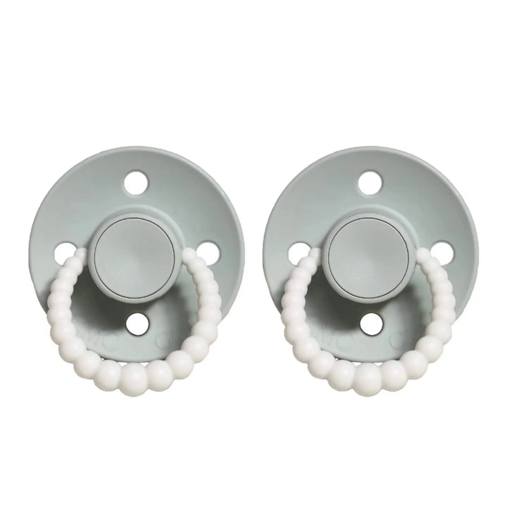 Size 1 Cmc Bubble Dummies - Twin Pack Air Filled Teat Sage (Glow In The Dark Handle)