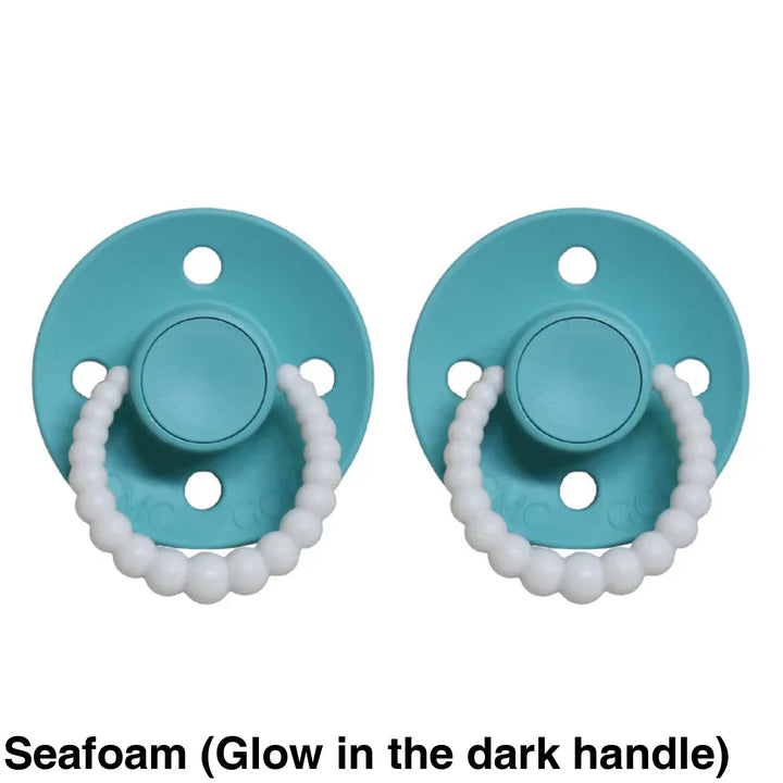 Size 1 Cmc Bubble Dummies - Twin Pack Air Filled Teat Seafoam (Glow In The Dark Handle)