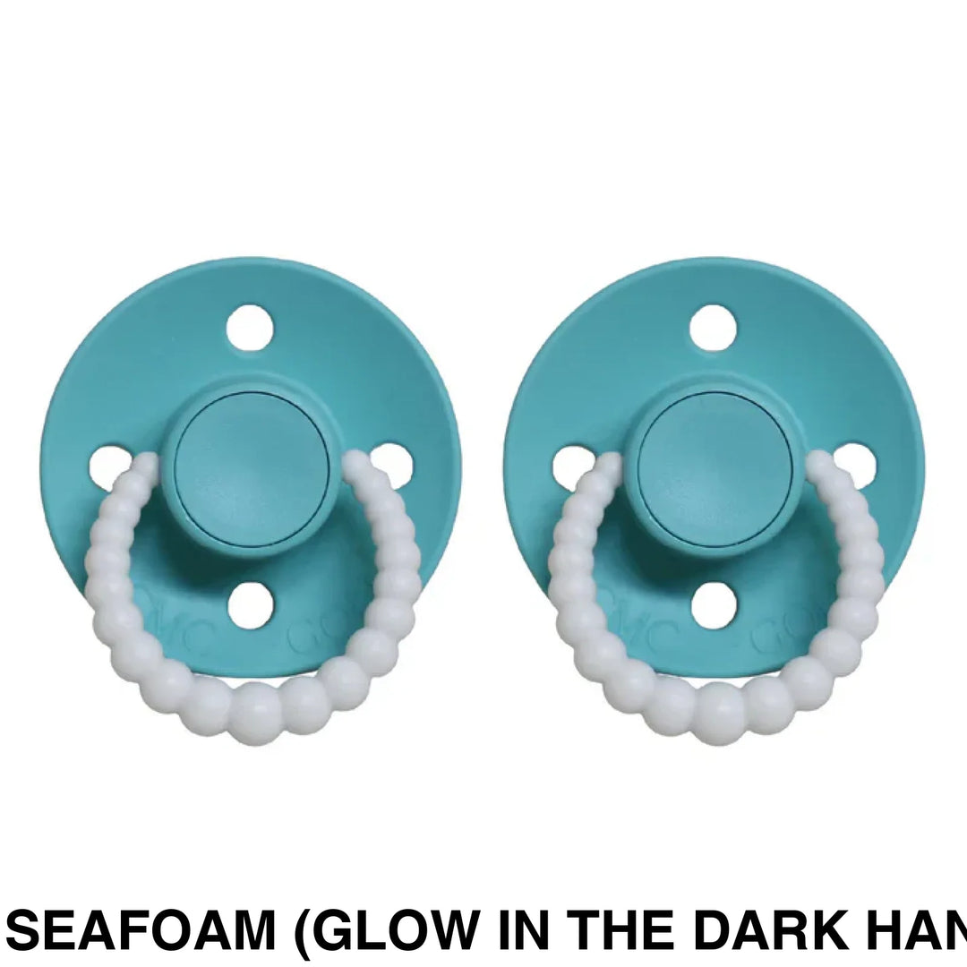 Size 1 Cmc Bubble Dummies - Twin Pack Air Filled Teat Seafoam (Glow In The Dark Handle)