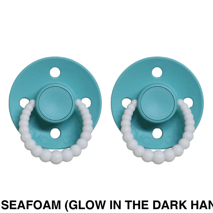 Size 1 Cmc Bubble Dummies - Twin Pack Air Filled Teat Seafoam (Glow In The Dark Handle)