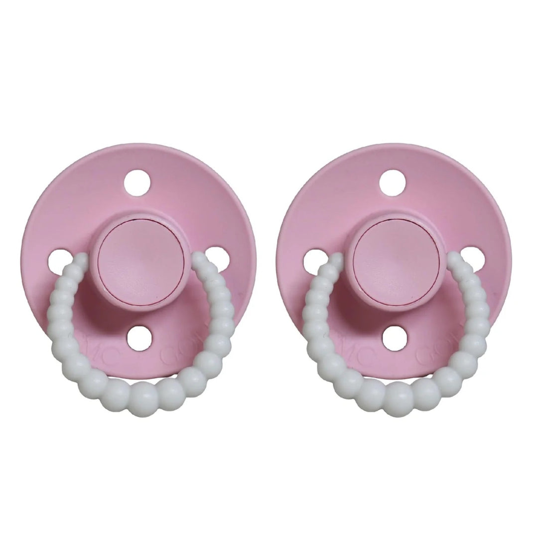 Size 2 Cmc Bubble Dummies - Twin Pack Air Filled Teat Baby Pink (Glow In The Dark Handle)