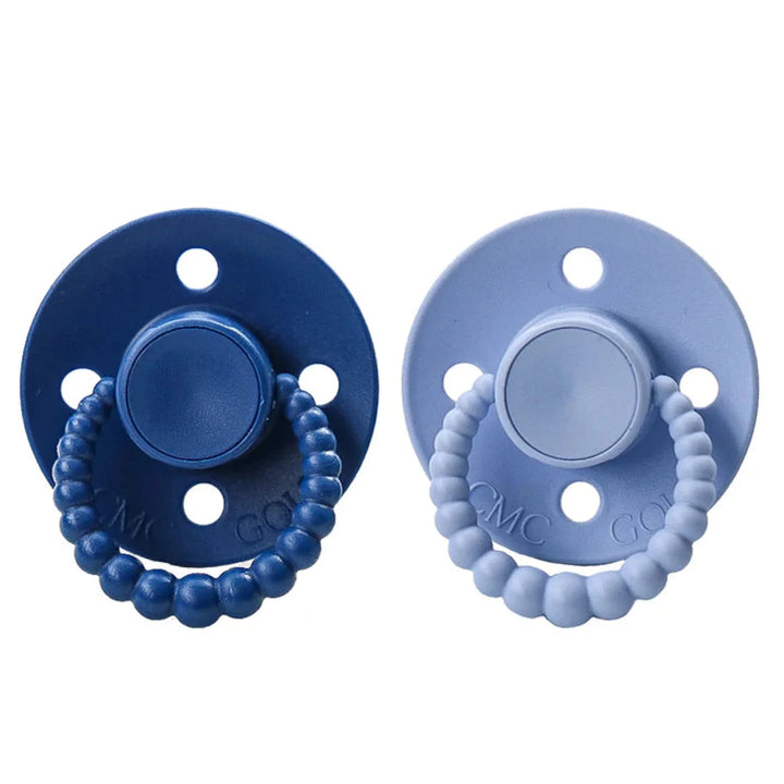 Size 2 Cmc Bubble Dummies - Twin Pack Air Filled Teat Navy + Baby Blue