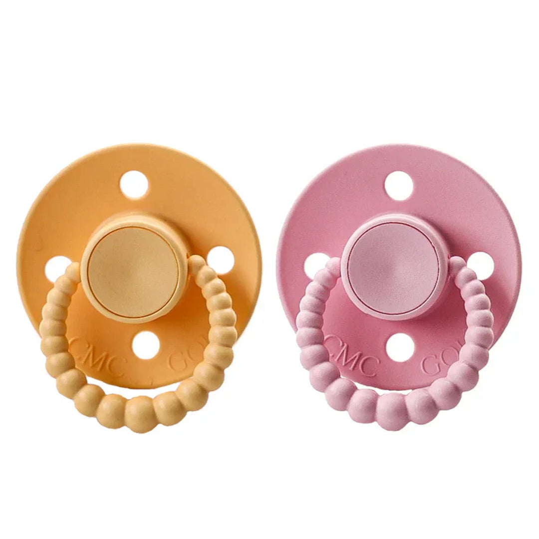 Size 2 Cmc Bubble Dummies - Twin Pack Air Filled Teat Apricot + Baby Pink