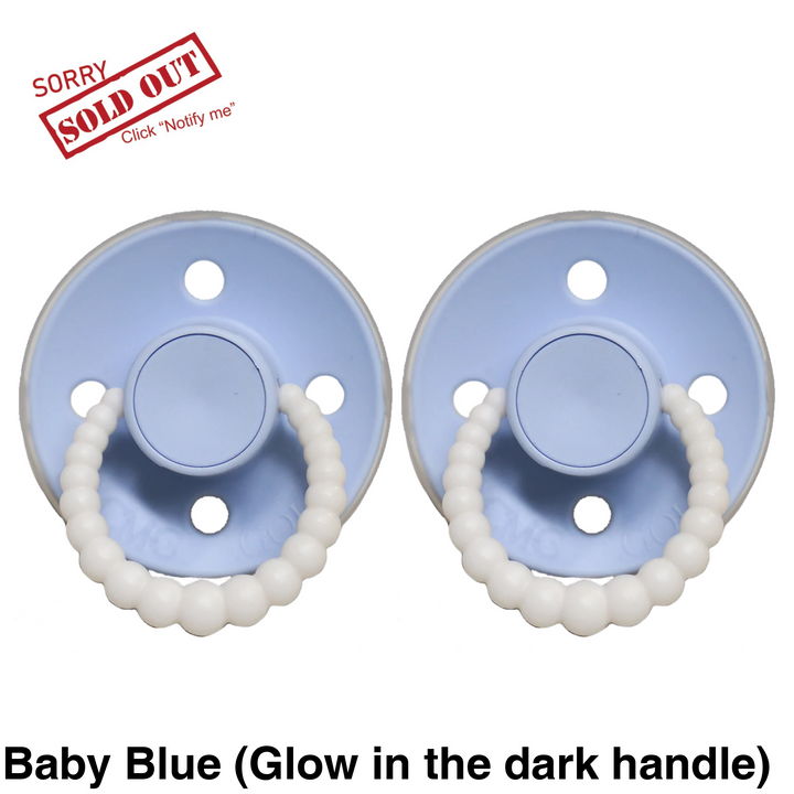 Size 2 Cmc Bubble Dummies - Twin Pack Air Filled Teat Baby Blue (Glow In The Dark Handle)